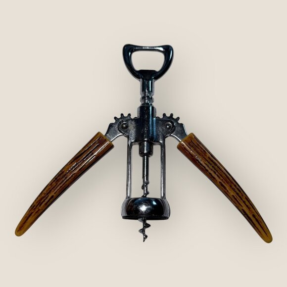 Vintage Wing Corkscrew Bottle Opener Bakelite Handles - Picture 2 of 3